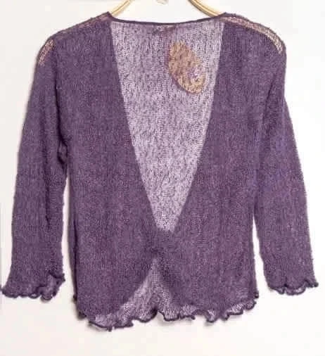 Gilet style boléro en maille crochet extensible style bohème Violet Mauve – photo 2